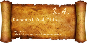 Korponai Atália névjegykártya